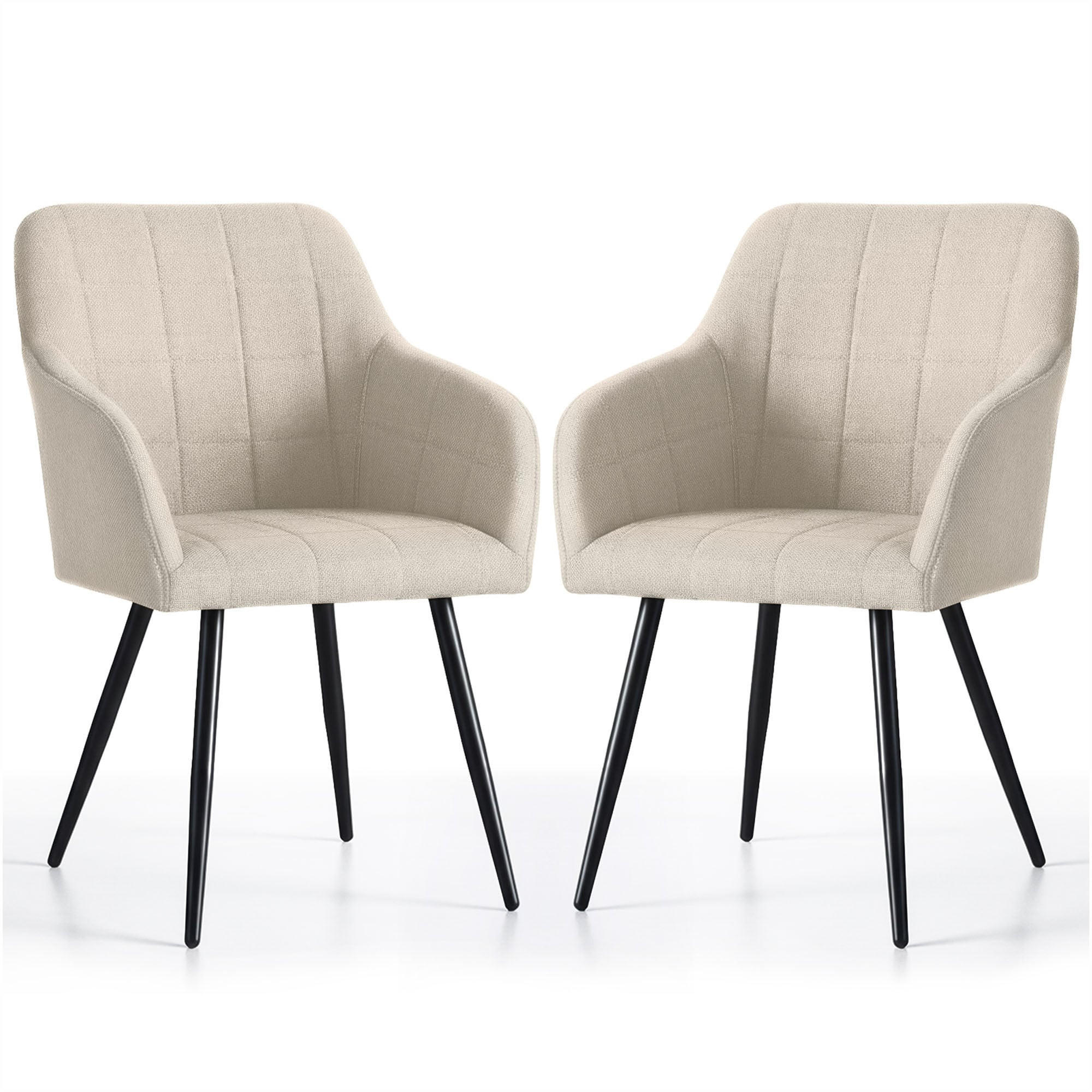 POLSTERSTUHL 2er Set, Metallbeine Beige, Schwarz 54/82/58 - Beige/Schwarz, Textil (54/82/58cm) - RAUMHIRSCH FURNITURE