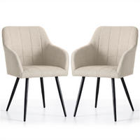 POLSTERSTUHL 2er Set, Metallbeine Beige, Schwarz 54/82/58 - Beige/Schwarz, Textil (54/82/58cm) - RAUMHIRSCH FURNITURE