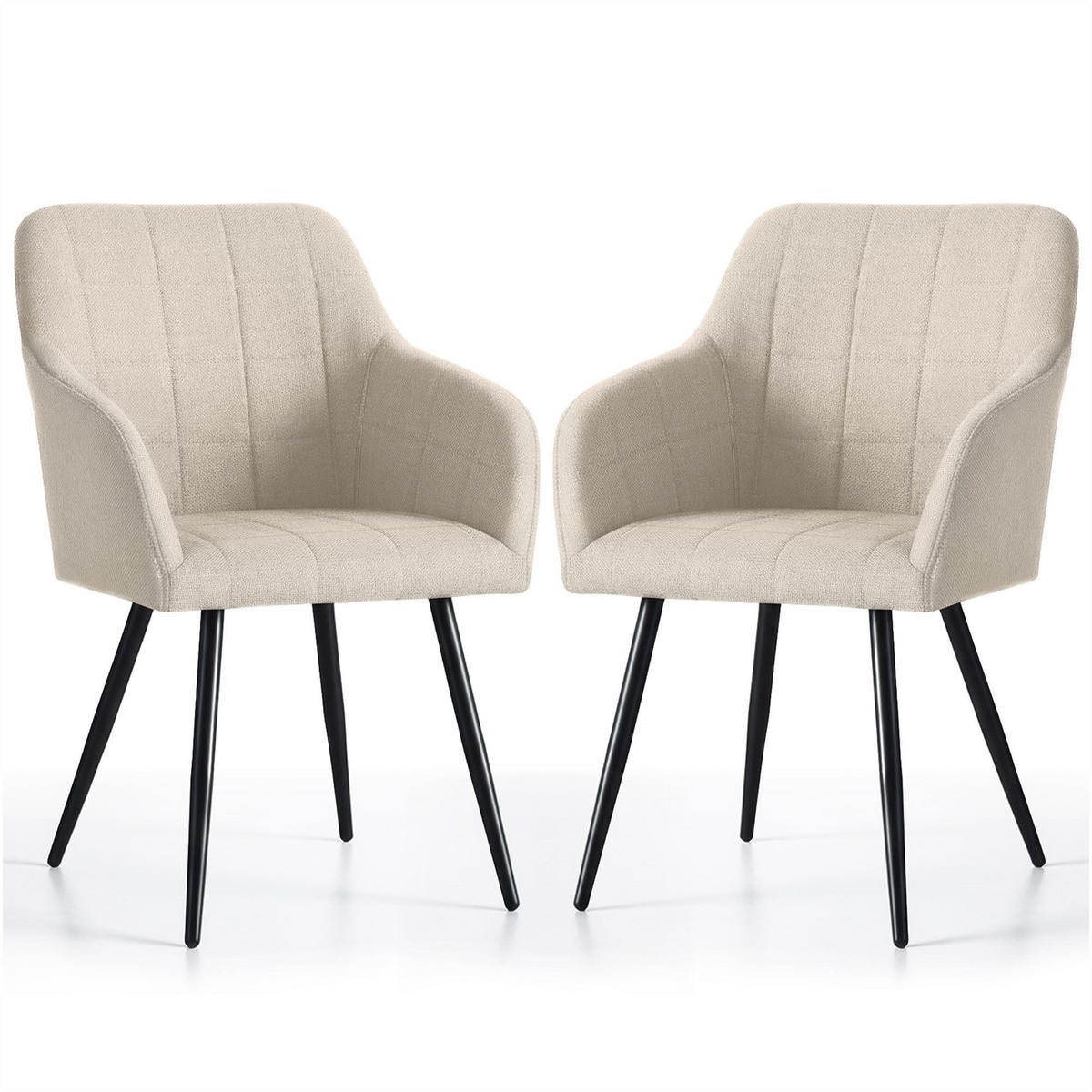 POLSTERSTUHL 2er Set, Metallbeine Beige, Schwarz 54/82/58 - Beige/Schwarz, Textil (54/82/58cm) - RAUMHIRSCH FURNITURE