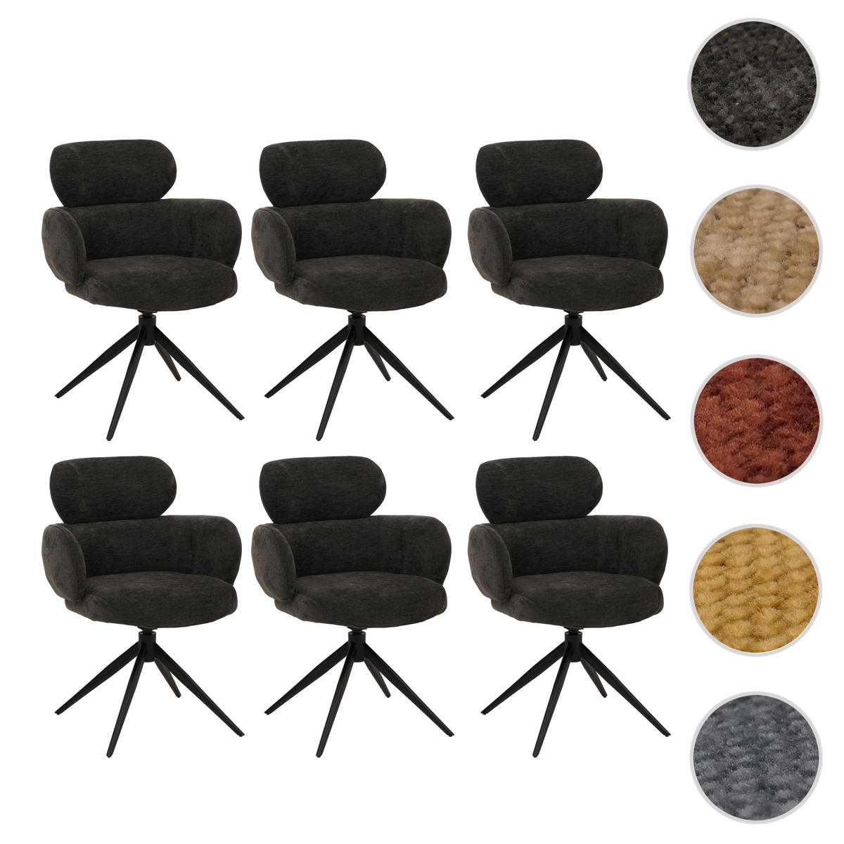 ESSZIMMERSTUHL Anthrazit 6er-Set - Anthrazit, Textil (61/86/69cm) - MCW