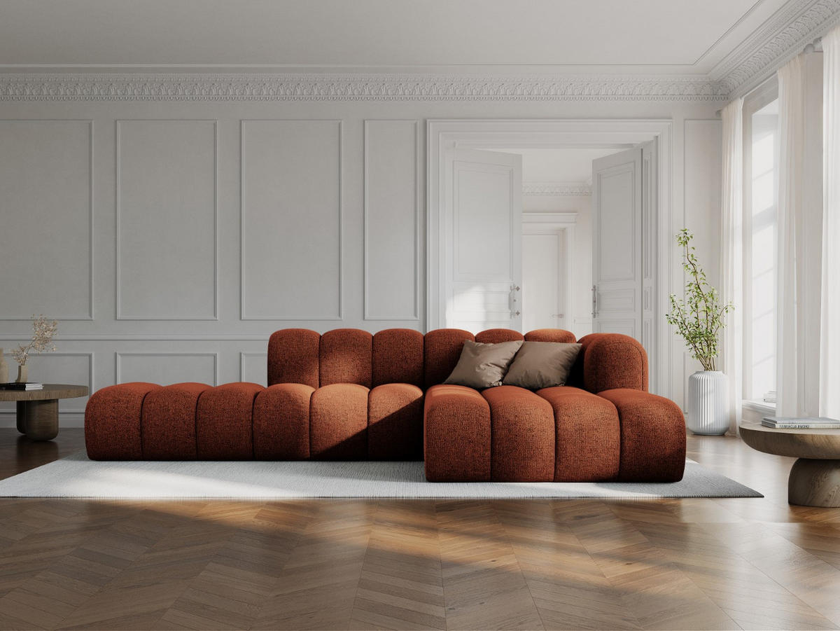 ECKSOFA modular rechts Lupine aus Chenille-Stoff terrakotta 5 Sitzplätze - Terracotta, Textil (177/299cm) - Micadoni