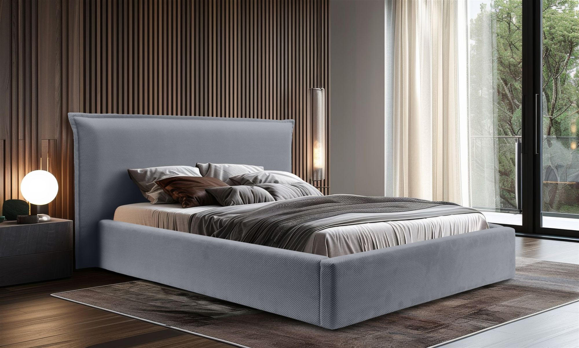 POLSTERBETT Amada Komplettset In Pop - Grau, Holzwerkstoff/Textil (140/200cm) - Fun Möbel