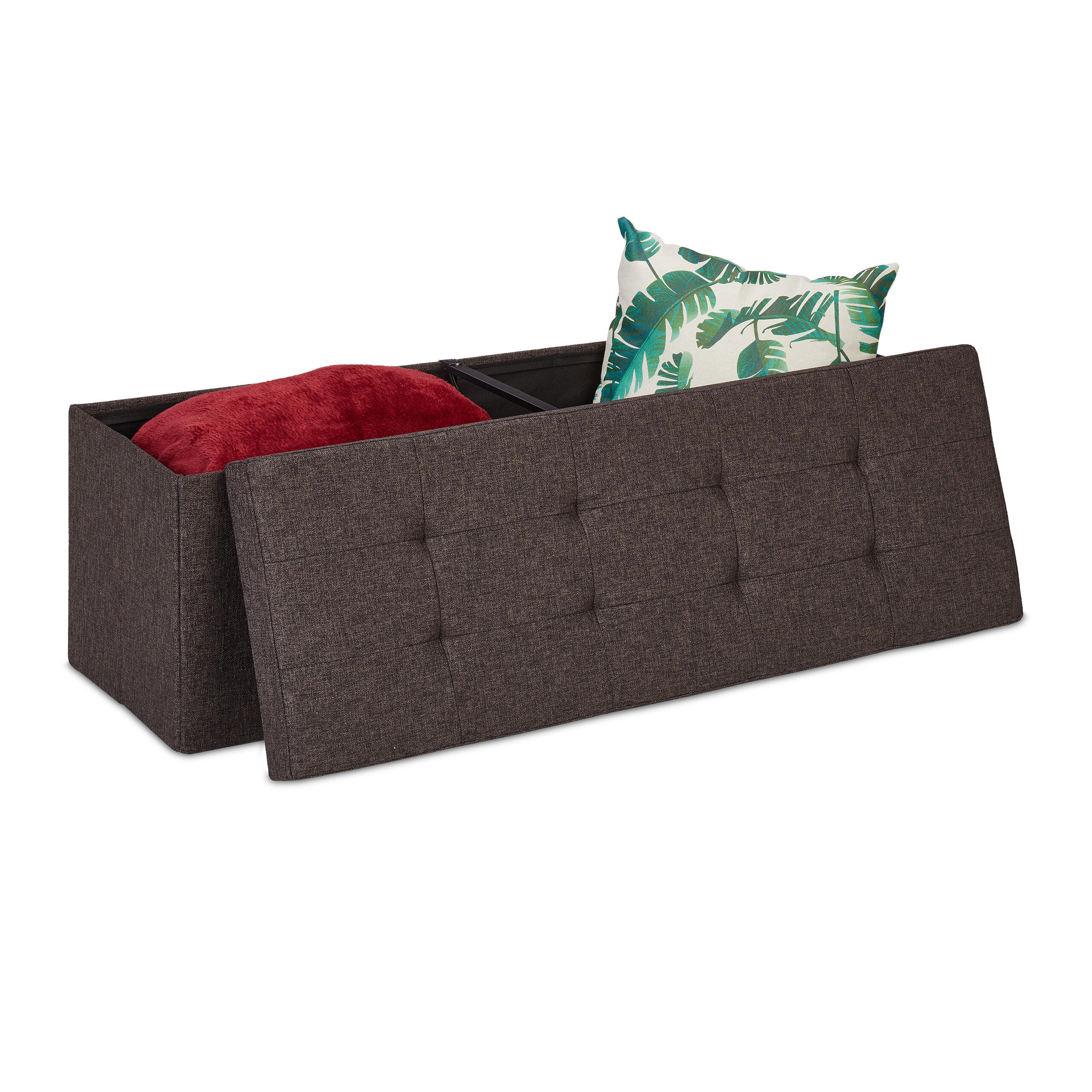 SITZBANK - Dunkelbraun, Holzwerkstoff/Textil (110/38.5/37.5cm) - Relaxdays