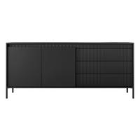 SIDEBOARD Trentinis 2T 3S Schwarz 187,1/41,4/39,5 cm – Geriffelten Fronten - Schwarz, Holzwerkstoff/Metall (187.1/41.4/39.5cm) - AX Living