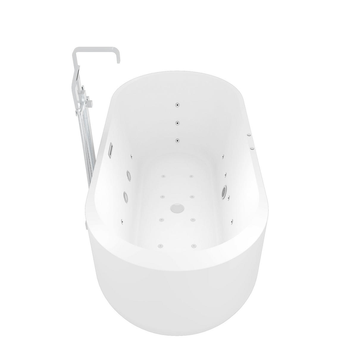 FREISTEHENDE Badewanne F26 170 Whirlpool Luft & Wasser Armatur AF05 - Weiß, Glas/Kunststoff (80/58/170cm) - AcquaVapore by Sandra Jentho