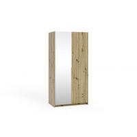 DREHTÜRENSCHRANK THALIA 100/204/58cm 2-türig mit Spiegel Eiche Artisan - Eiche Artisan, Holzwerkstoff (100/204/58cm) - MASSENO