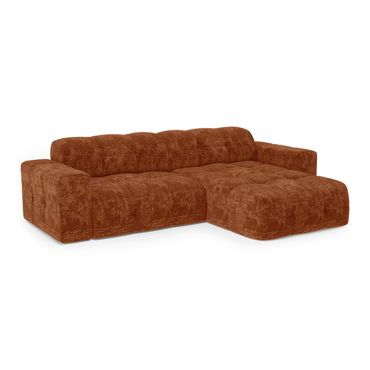 ECKSOFA RECHTS geprägter Samt terracotta 230cm - Terra cotta, Textil (155/230cm) - Sia Home