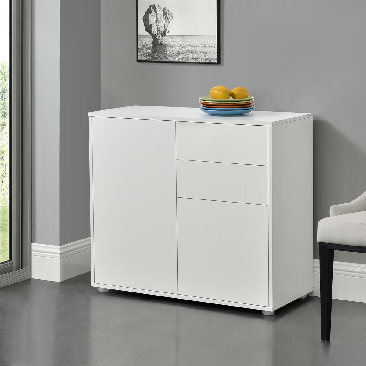 KOMMODE Paarl 2-türig - Weiß, Holzwerkstoff (79/74/36cm) - [en.casa]