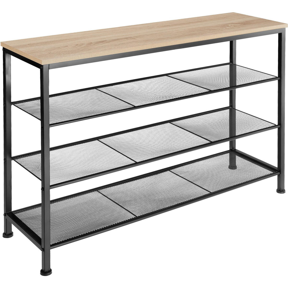 SCHUHREGAL Portsmouth,100 x 30,5 x 72,5 cm,Industrial Holz hell, Eiche Sonoma - Naturfarben, Metall (30.5/72.5/100cm) - tectake