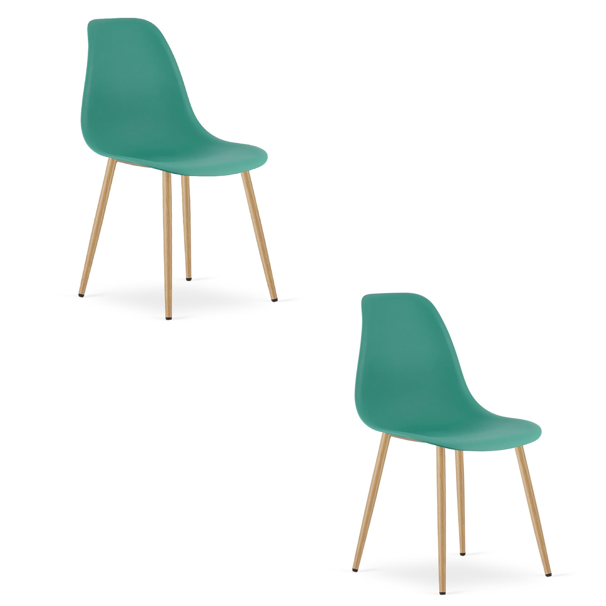 ESSZIMMERSTUHL 2-er Set KALEO grüner Sitz, natürliche Beine - Naturfarben/Grün, Kunststoff (46/84/51cm) - Valora