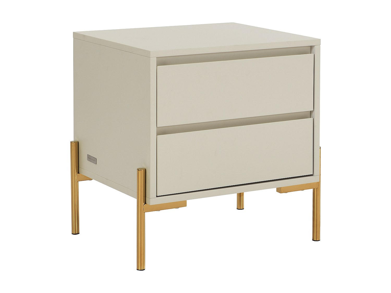 NACHTTISCH mit 2 Schubladen - MDF & Metall - Beige & Goldfarben - KORASA - Beige, Holz (50/50/40cm) - Pascal Morabito