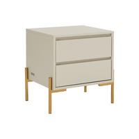 NACHTTISCH mit 2 Schubladen - MDF & Metall - Beige & Goldfarben - KORASA - Beige, Holz (50/50/40cm) - Pascal Morabito