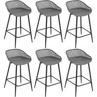 BARHOCKER 6er Set aus PP-Kunststoff, Grau - Schwarz/Grau, Kunststoff/Metall (44/84.5/47cm) - Woltu