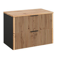 WASCHBECKENSCHRANK Xanten-56 - Braun, Holzwerkstoff (81/59/47cm) - Lomado