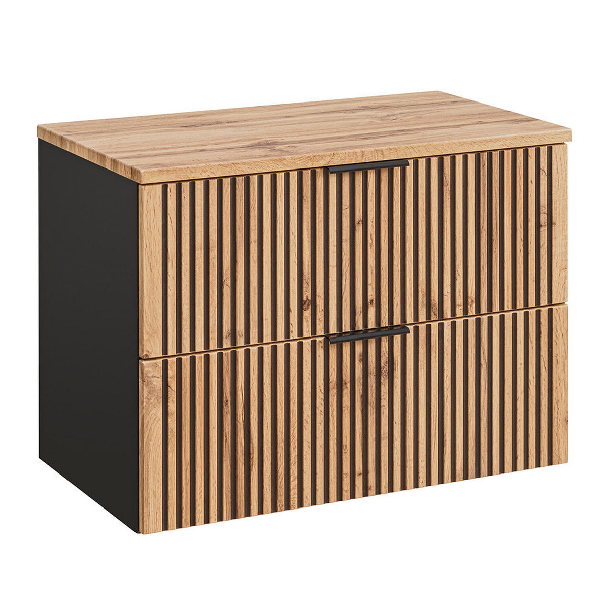 WASCHBECKENSCHRANK Xanten-56 - Braun, Holzwerkstoff (81/59/47cm) - Lomado