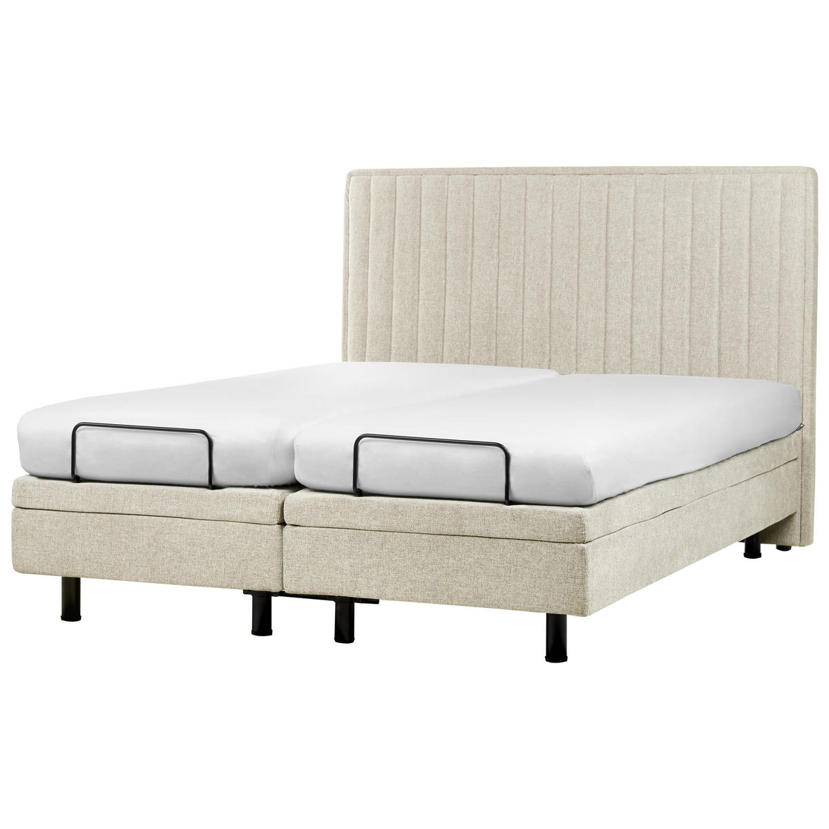 BETT 160/200 cm Beige Duke II - Beige/Schwarz, Textil (160/200cm) - Beliani