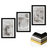 WANDBILDER 3er-Set - 20x30 cm Schwarzer Rahmen - Graue Holzmaserungsmuster - Schwarz, Kunststoff (20/30cm) - ArtPrintCave