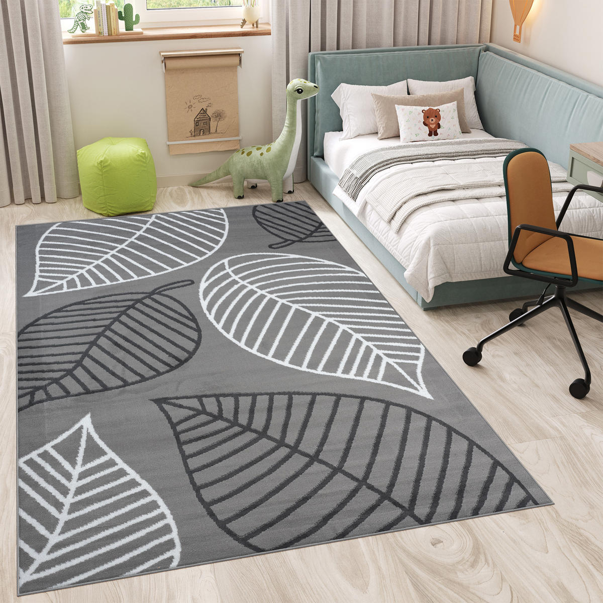 TEPPICH LUXURY Grau Floral Blatt 200/300 cm - Grau, Textil (200/300cm) - Tapiso