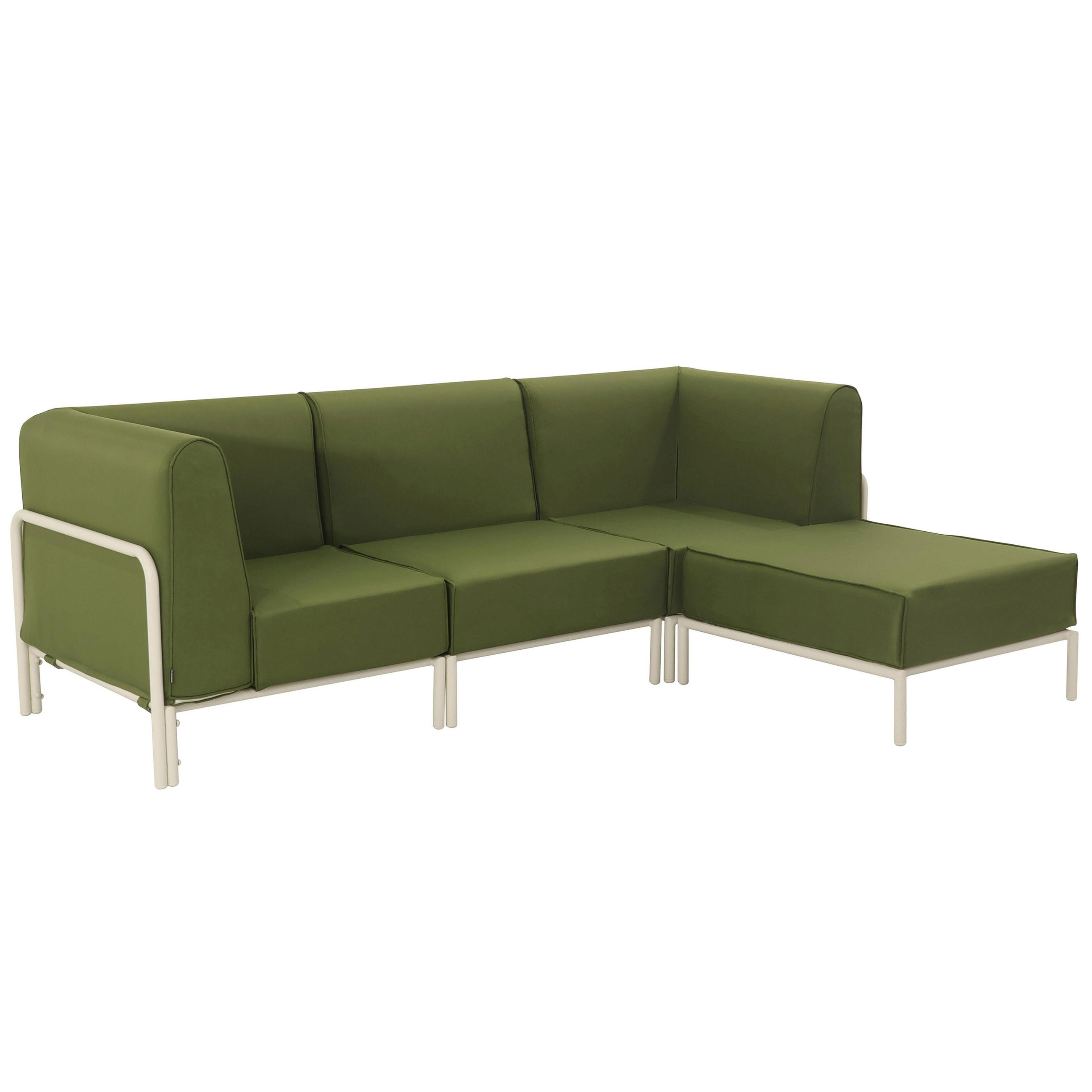 GARTENSOFA mit 4 Sitzplätzen, Khakigrün - Grün, Textil (80/78/216cm) - Oviala