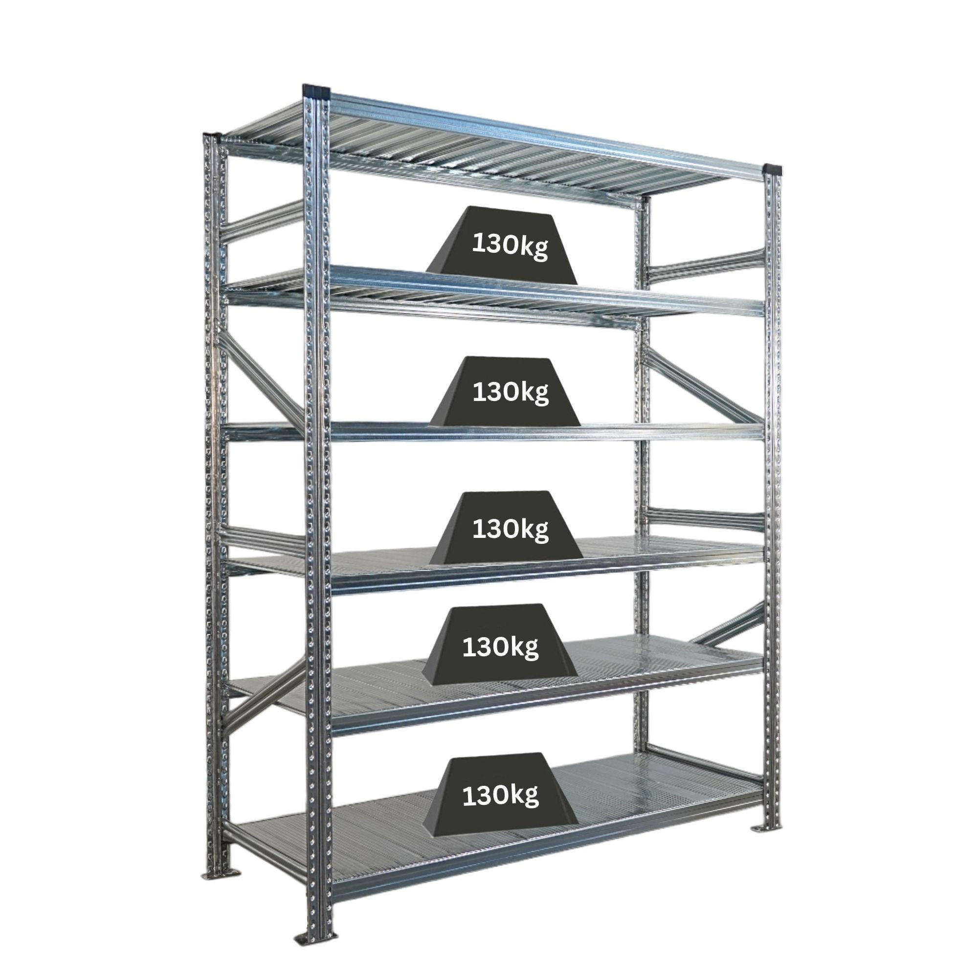 FACHBODENREGAL Proximo 210x150x60cm 6 Ebenen Beidseitig nutzbar Verzinkt - Silberfarben, Metall (150/210/60cm) - PROREGAL