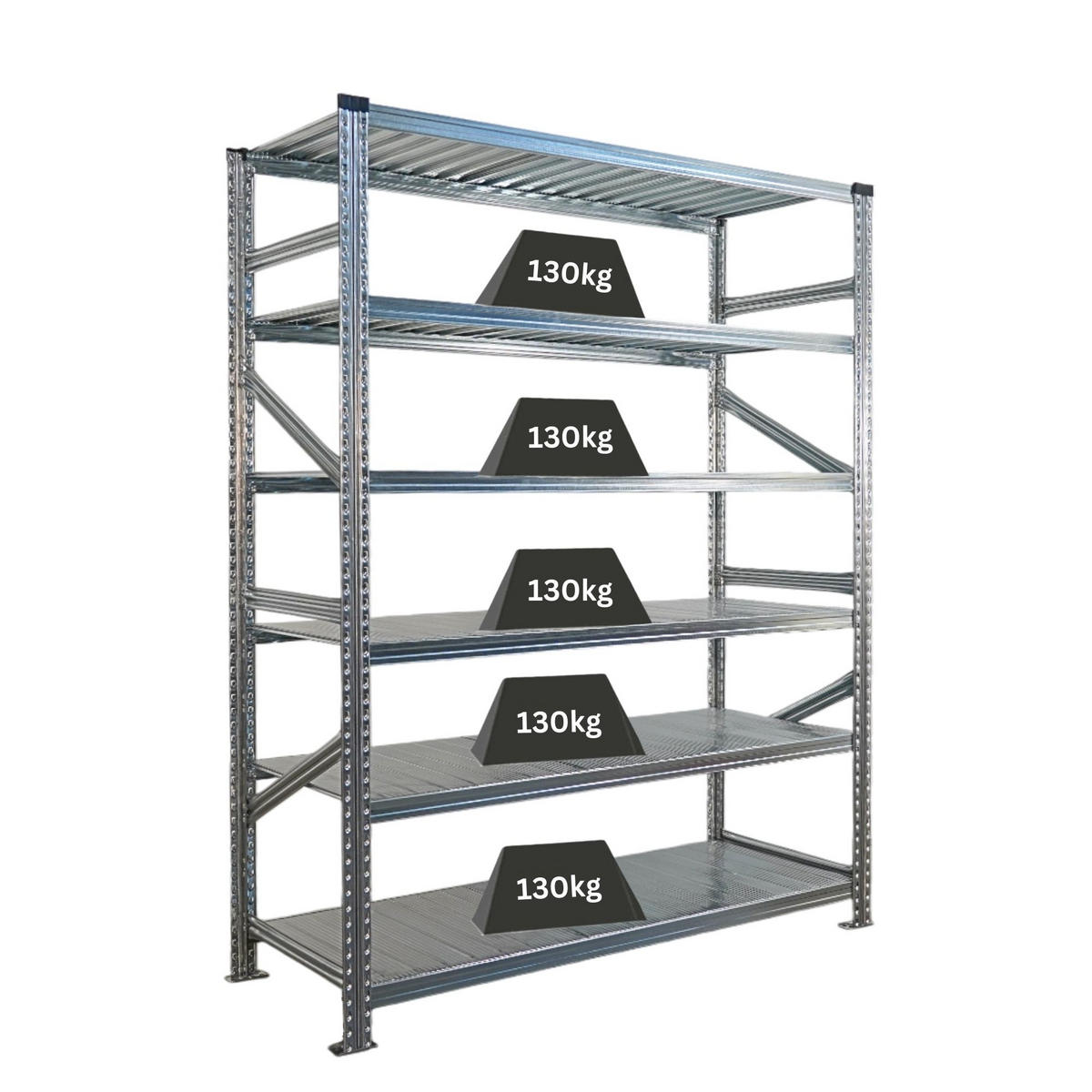 FACHBODENREGAL Proximo 210x150x60cm 6 Ebenen Beidseitig nutzbar Verzinkt - Silberfarben, Metall (150/210/60cm) - PROREGAL