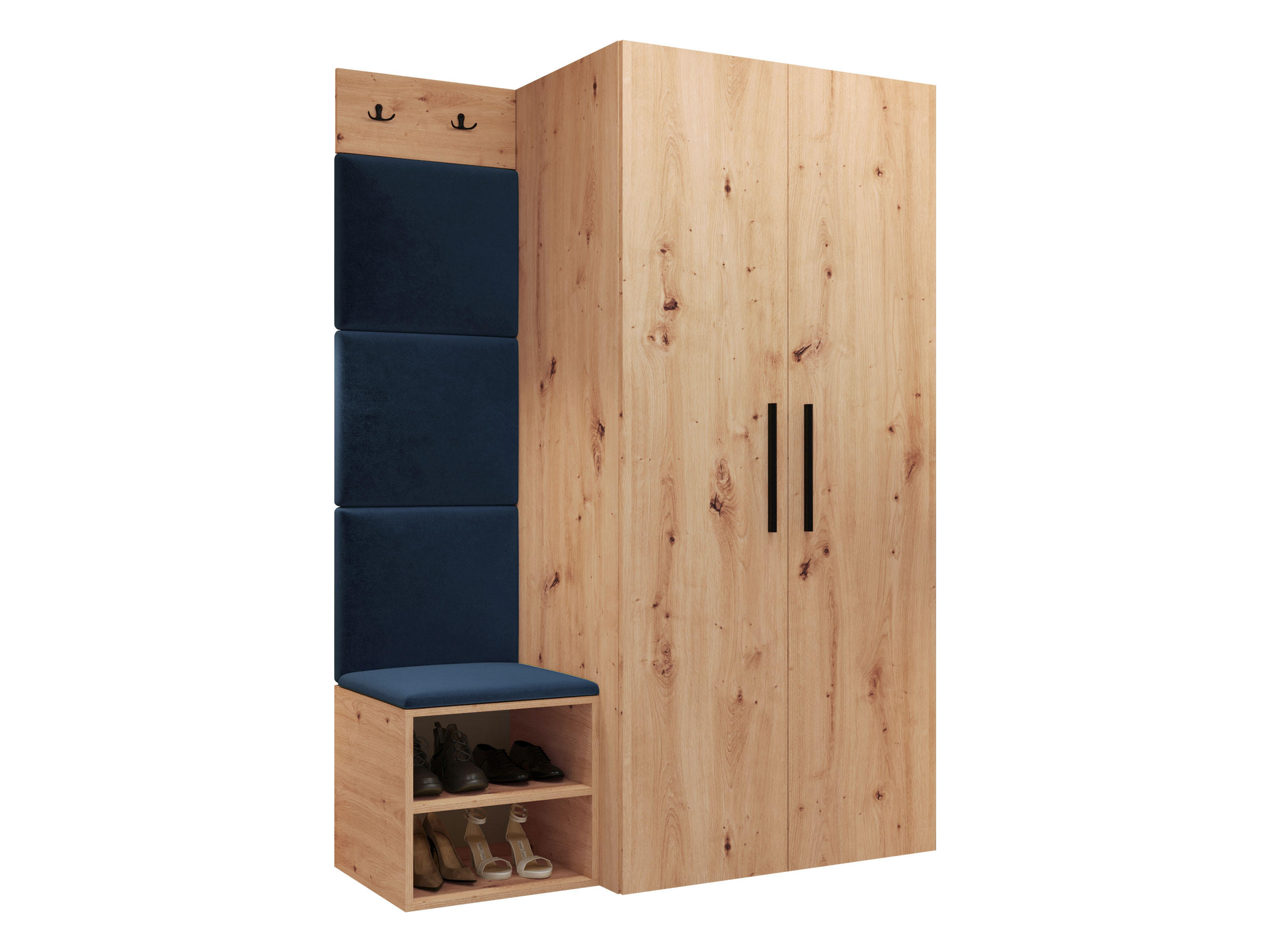 Mirjan24 Garderoben-Set Blau, Eiche Artisan 80x191x50 cm