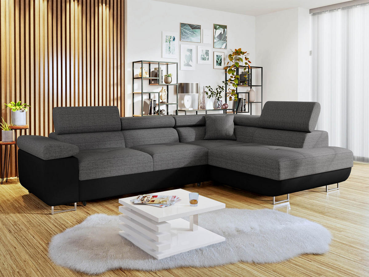 ECKSOFA Torezio, Seite: Rechts - Graphitfarben, Holz/Textil (274/203cm) - MIRJAN24
