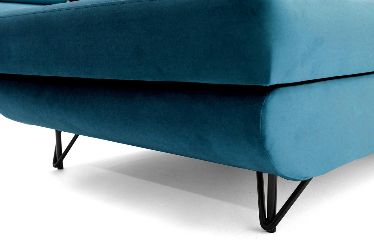 ECKSOFA U-Form JUNIOR U Links mit Schlaffunktion 128x254 Velours Smaragdgrün - Smaragdgrün/Schwarz, Holz/Textil (323/90/184cm) - Muffo