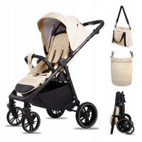 BUGGY Rolle, Klein und Leicht, Teleskopische Führung, Kompakt Faltbar, Wickeltasche, Reisetasche - Beige/Schwarz, Textil/Metall (58/98cm) - BabyLux