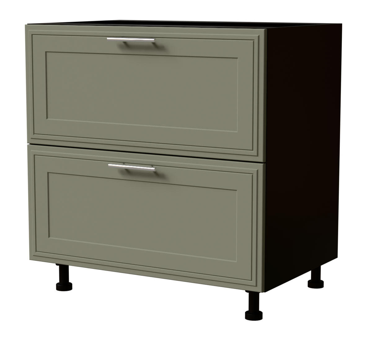 SCHUBLADENUNTERSCHRANK Salo D2/80 Schwarz / Reed Green Matt 80 / 50 / 82cm - HETTICH Vollauszug - Schwarz/Grün, Holz/Holzwerkstoff (80/82/50cm) - Feldmann-Wohnen