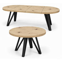 ESSTISCH rund ausziehbar 110/210/76 cm, Artisan Eiche, 54 cm Tischplatte + Industrial Metallgestell Schwarz - Schwarz/Eiche Artisan, Holzwerkstoff/Metall (110/210/76cm) - Damale Möbel