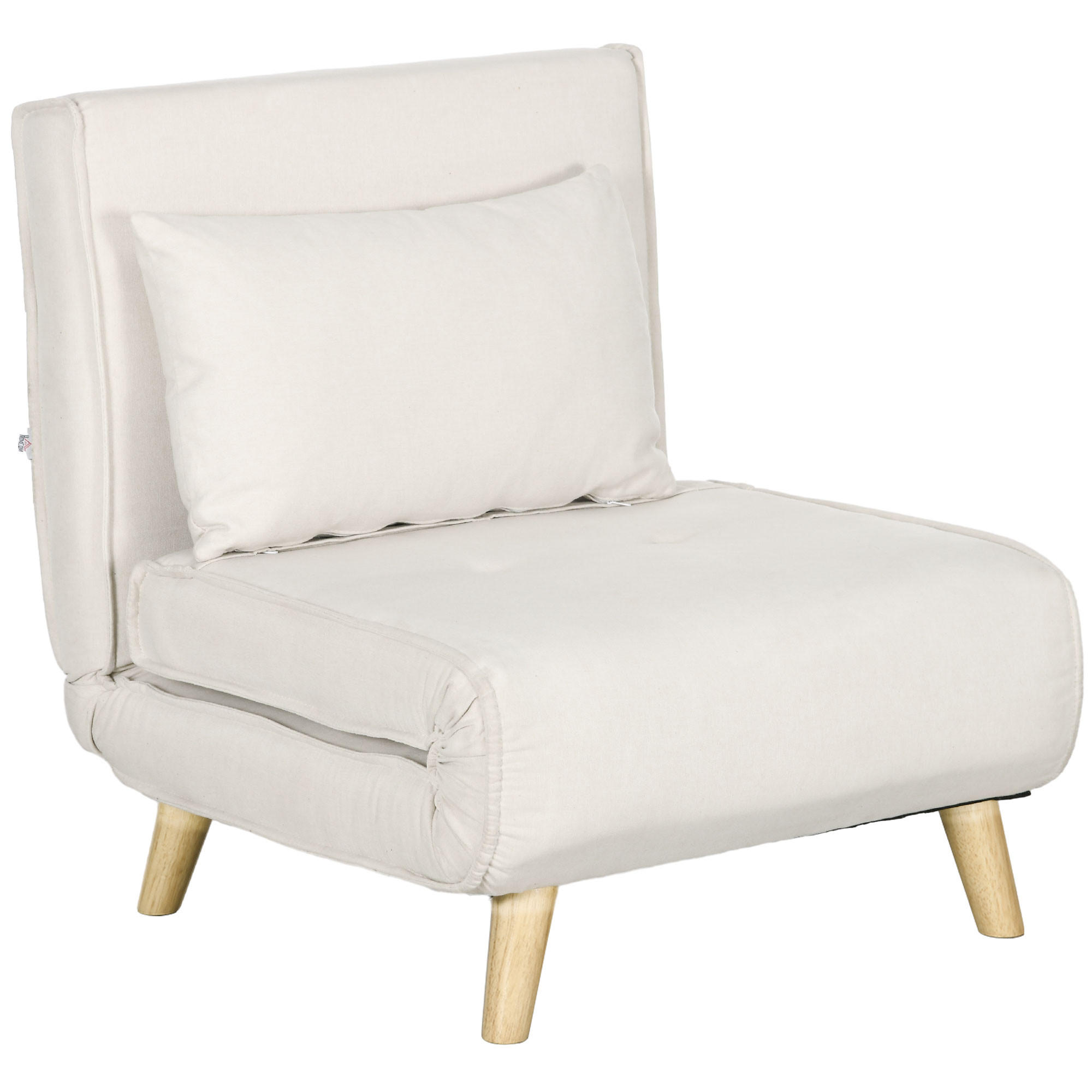 SCHLAFSESSEL, Klappbett mit Bettfunktion, bis 150 kg Belastbar, Cremeweiß - Weiß, Kunststoff (78/79/72cm) - HOMCOM