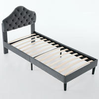 POLSTERBETT 90/200 cm DE-32939 mit verstellbarem Kopfteil Grau - Grau, Metall (90/200cm) - ComfortXL