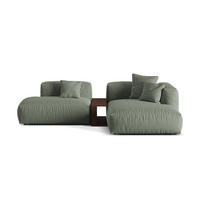 ECKSOFA modular rechts Martina aus strukturiertem Stoff moosgrün 2 Sitzplätze - Salbeigrün, Textil (176/285cm) - Micadoni