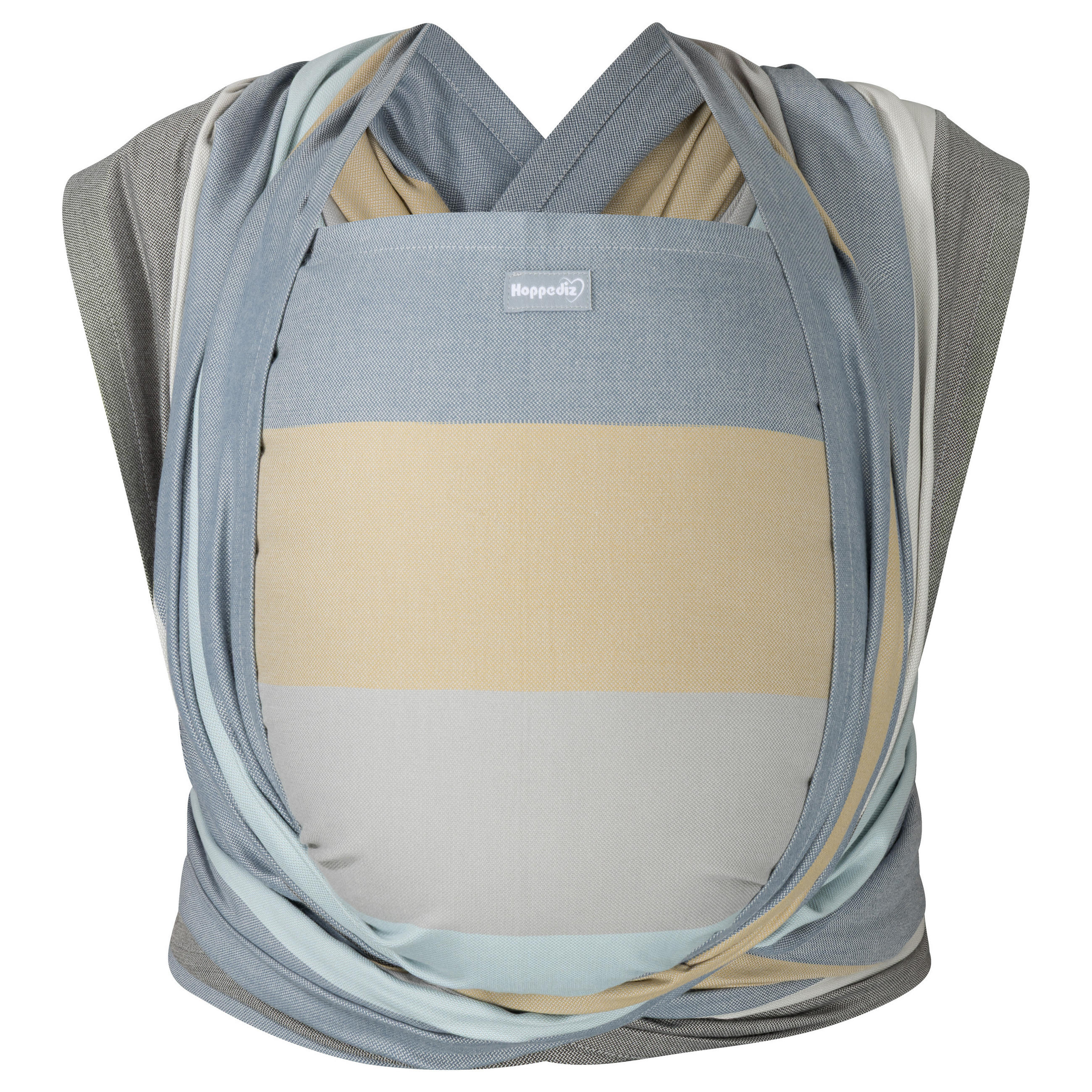 BABYTRAGETUCH Gewebtes Tragetuch kbA - Sandfarben/Blaugrau, Textil (70/0.1/460cm) - Hoppediz