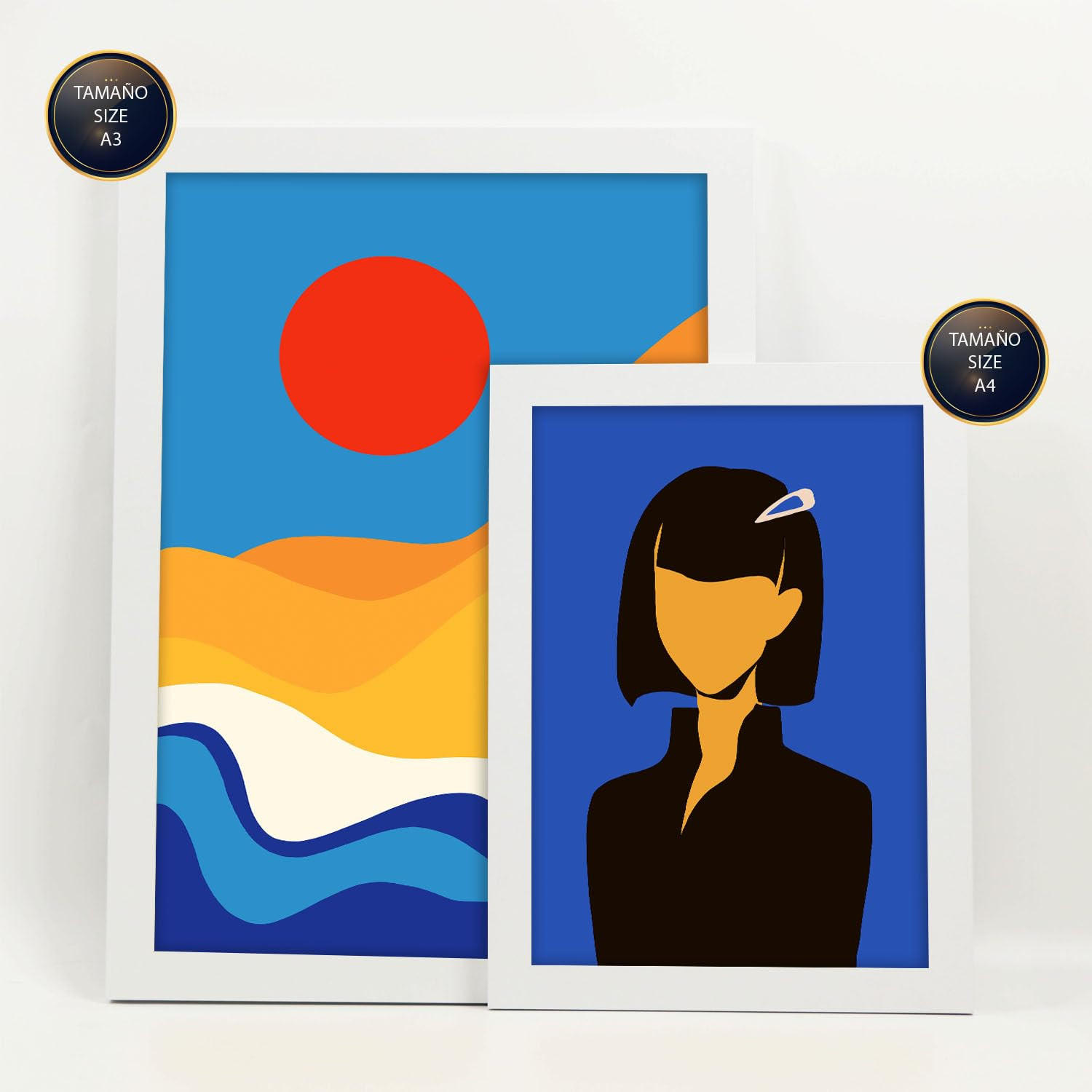 POSTER Set Mit 6 Wüstenjungen In Weibliche Zusammenfassung Ästhetische Dekorative Gemälde Für Ihr Wohnzimmer Zuhause A3 & A4 Weißer Rahmen - Weiß, Papier (29/3cm) - Nacnic