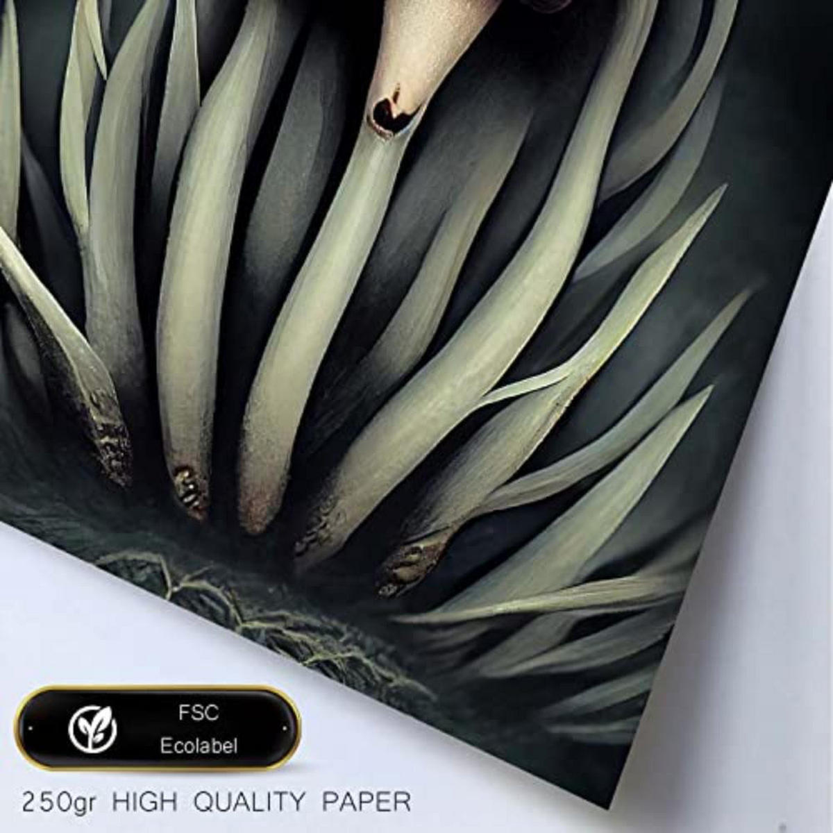 POSTER Set mit 4 Schwarz und weiß Tier im T Burton Goth Stil A4 Weißer Rahmen - Weiß, Papier (29.7/3cm) - Nacnic