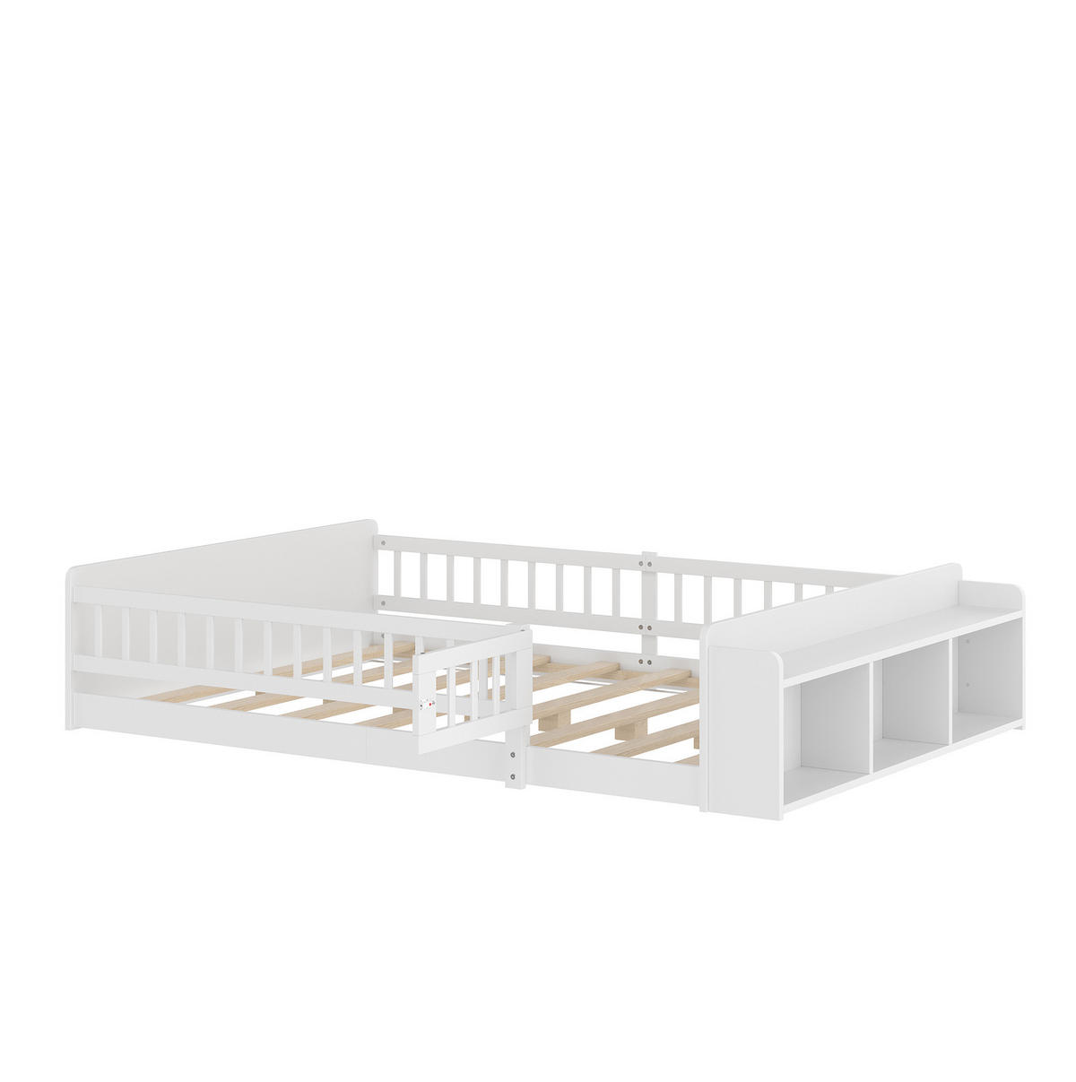KINDERBETT 140/200 cm, Weiß mit offenem Stauraum - Weiß, Holz (140/200cm) - MIVRAY