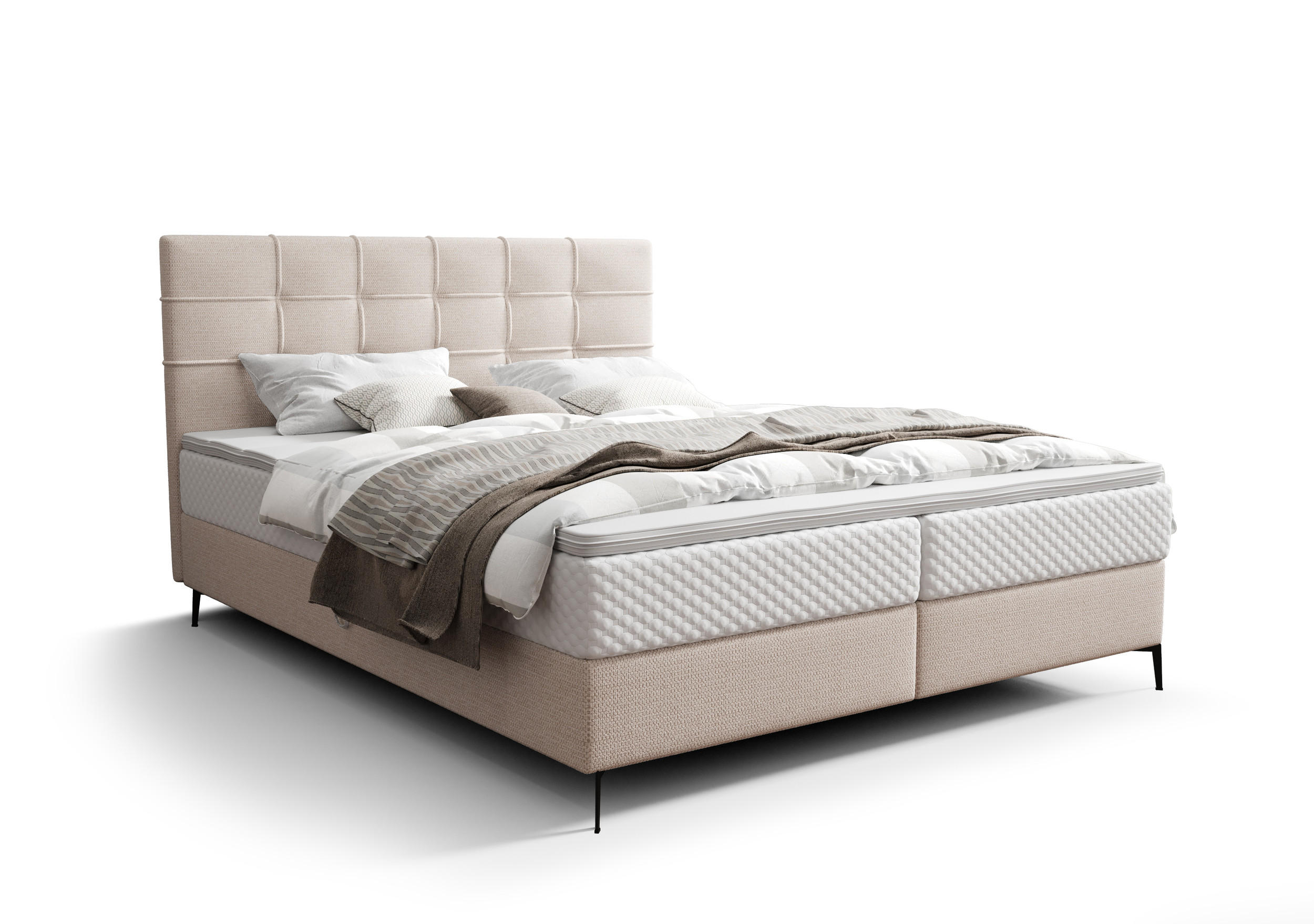 BOXBETT INAO 140x200 mit Matratze H3, Bonell und Topper ARAGON 03 - Beige, Textil (140/200cm) - Bedante