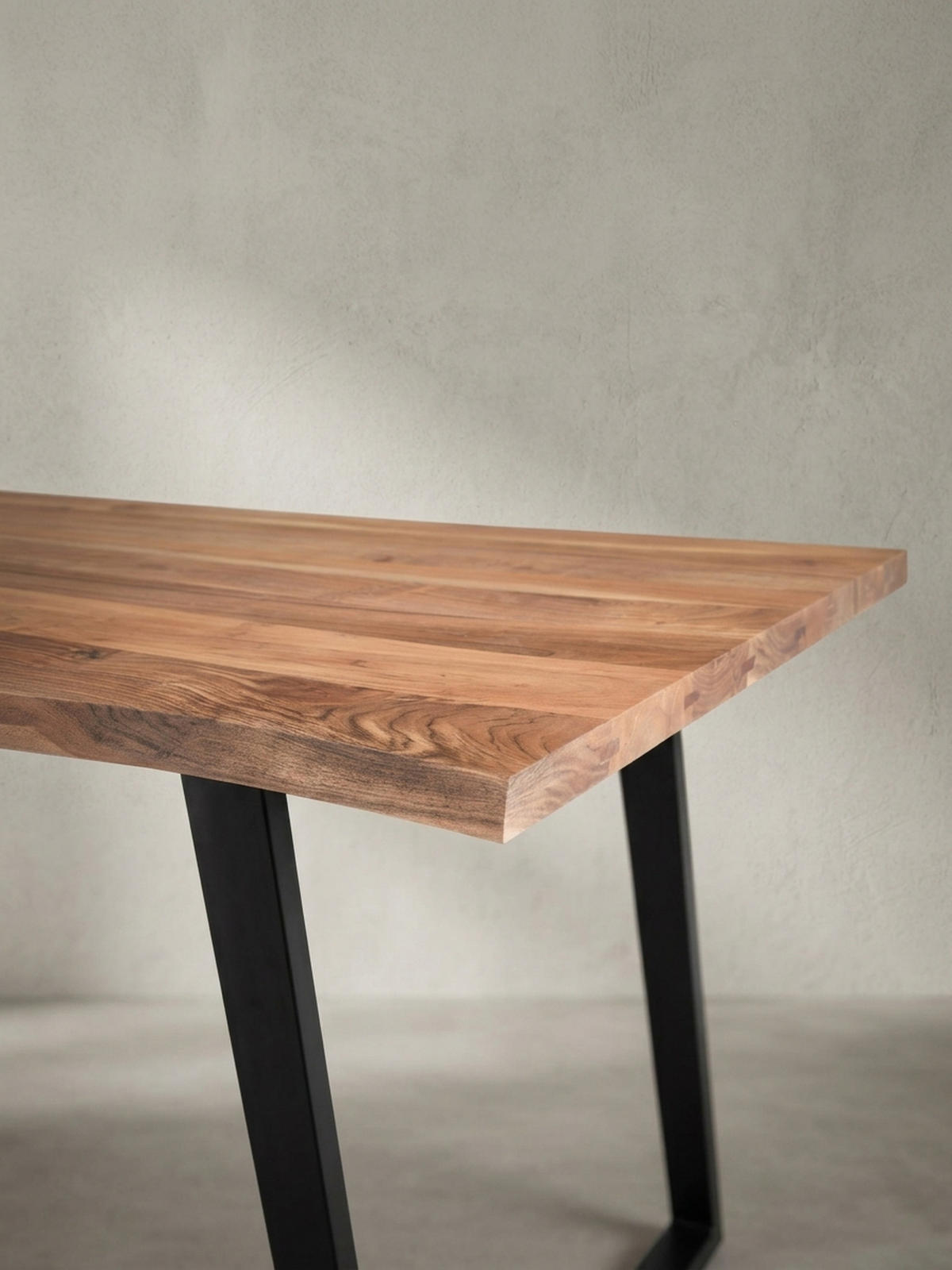 ESSTISCH Massivholz Baumkante Metall U-Gestell Handgefertigt ATOLL, Goldbraun-Schwarz 160x80x76 cm - Schwarz/Braun, Holz/Metall (80/160/76cm) - KADIMA DESIGN