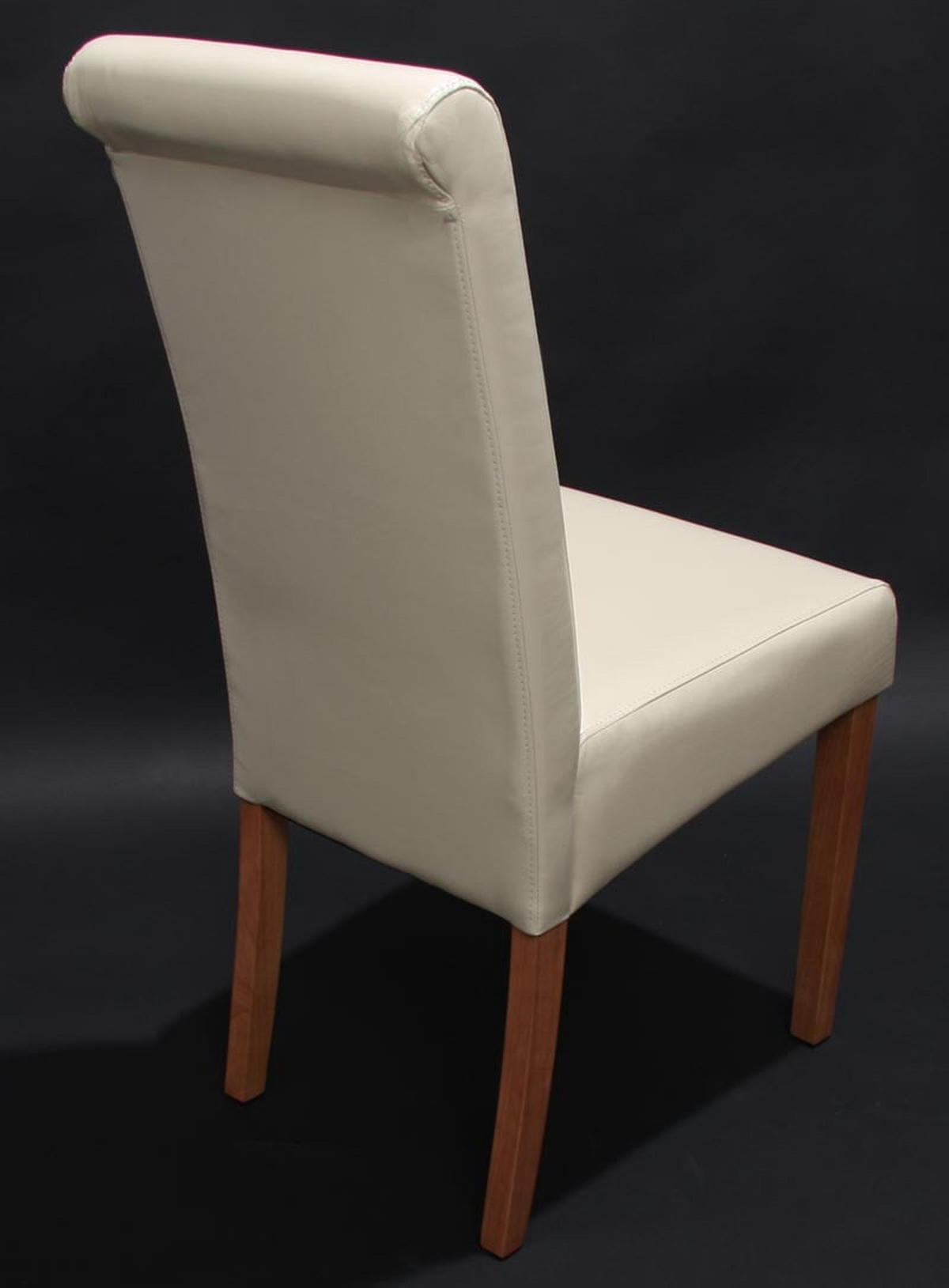 2ER-SET Esszimmerstuhl Stuhl Küchenstuhl | HxBxT 99x41x60cm | Sitzhöhe 47cm | Leder | Creme | helle Beine - Beige, Leder (41/99/60cm) - CHEFGASTRO