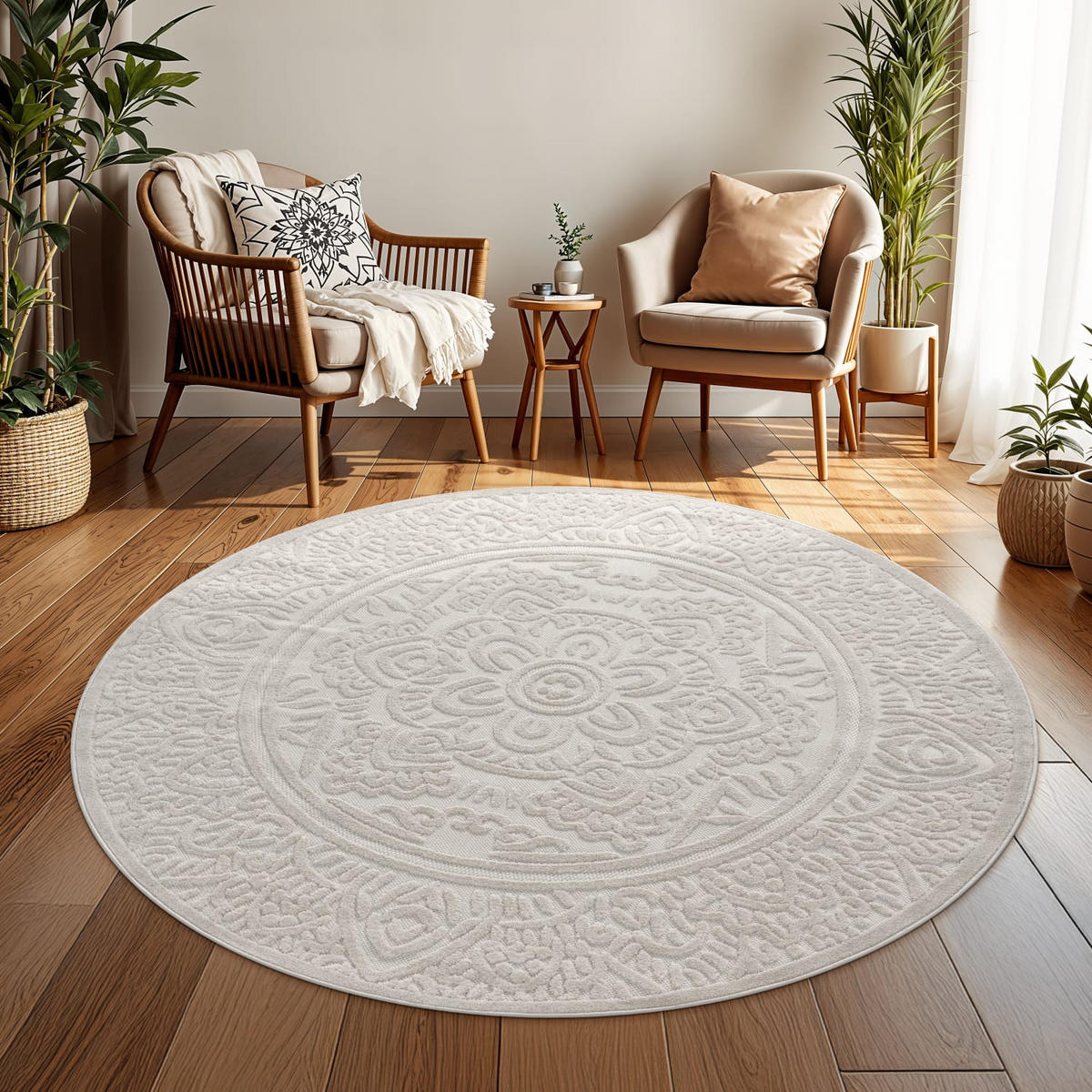 OUTDOORTEPPICH Marokkanisch Creme Ø 200 cm - Creme, Kunststoff (200/200cm) - TT Home