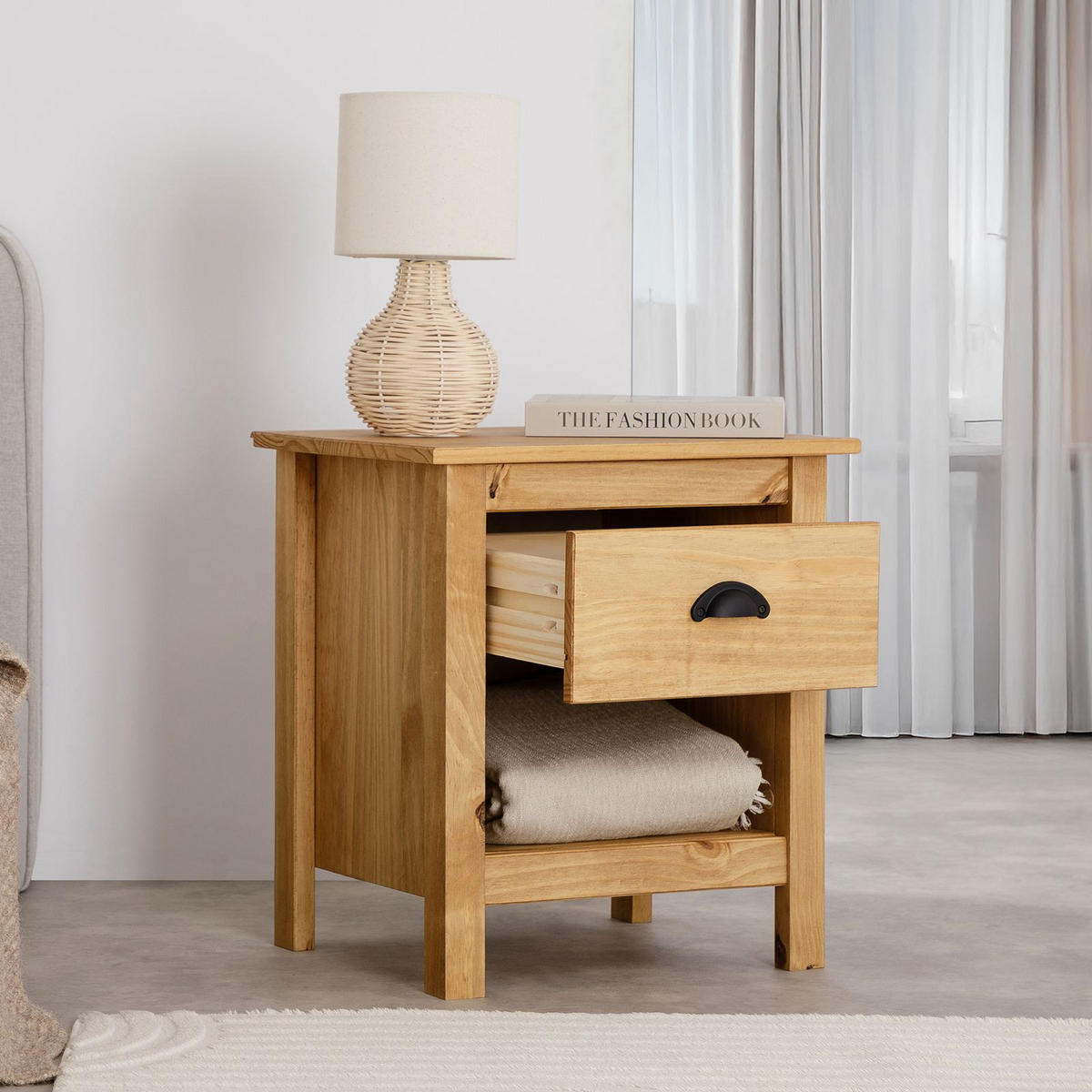 NACHTTISCH TILLY - Kieferfarben, Holz (46/50/35cm) - IDIMEX