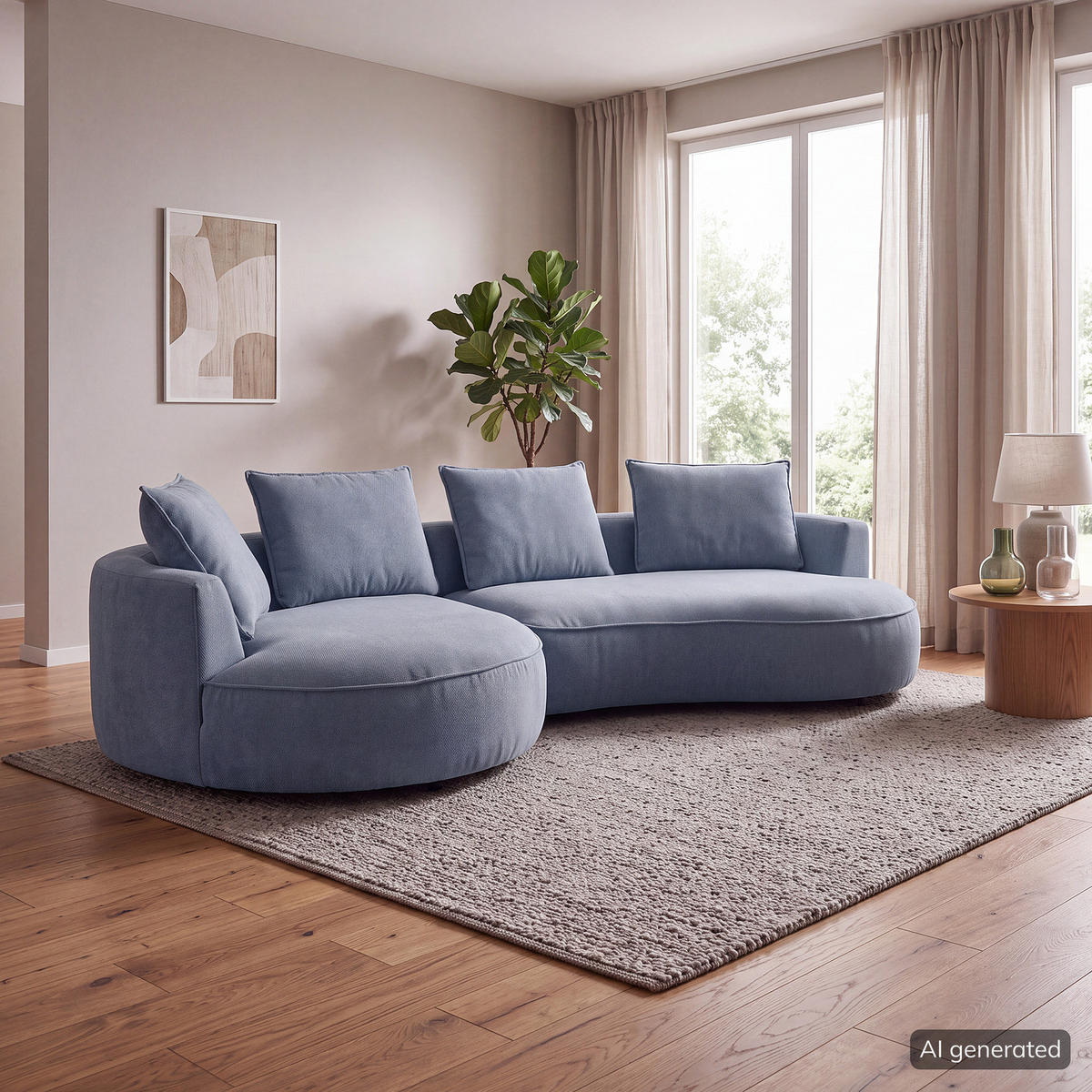BIGSOFA - Blau, Kunststoff/Textil (322/82/154cm) - home24