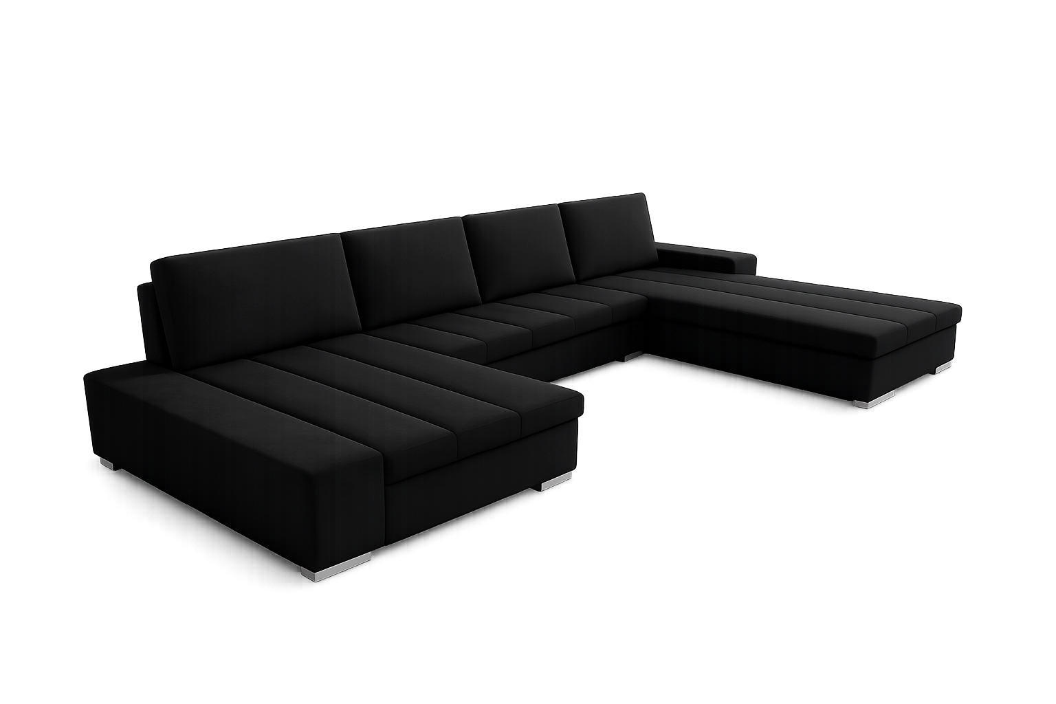 WOHNLANDSCHAFT VERONA U-Form mit Schlaffunktion, Bettkasten und Wellenfederung – Großzügiges Ecksofa 387 cm - Schwarz, Kunststoff (387/85/213cm) - Wohnideebilder