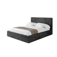 POLSTERBETT mit Bettkasten und Lattenrost, Bett mit Matratze H3/H4 - ALOVA - Schwarz, Holzwerkstoff/Textil (160/200cm) - ALTDECOR