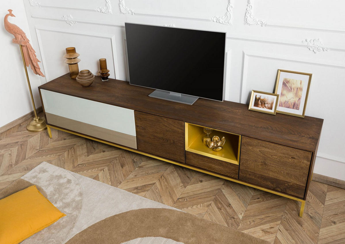 TV-BOARD Mango 240x45x55 braun geölt CHICAGO #103 - Braun, Holz (240/55/45cm) - Massivmoebel24