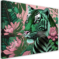 WANDBILD tiger tiere tropische abstraktion - Pink, Textil (60/40cm) - Feeby