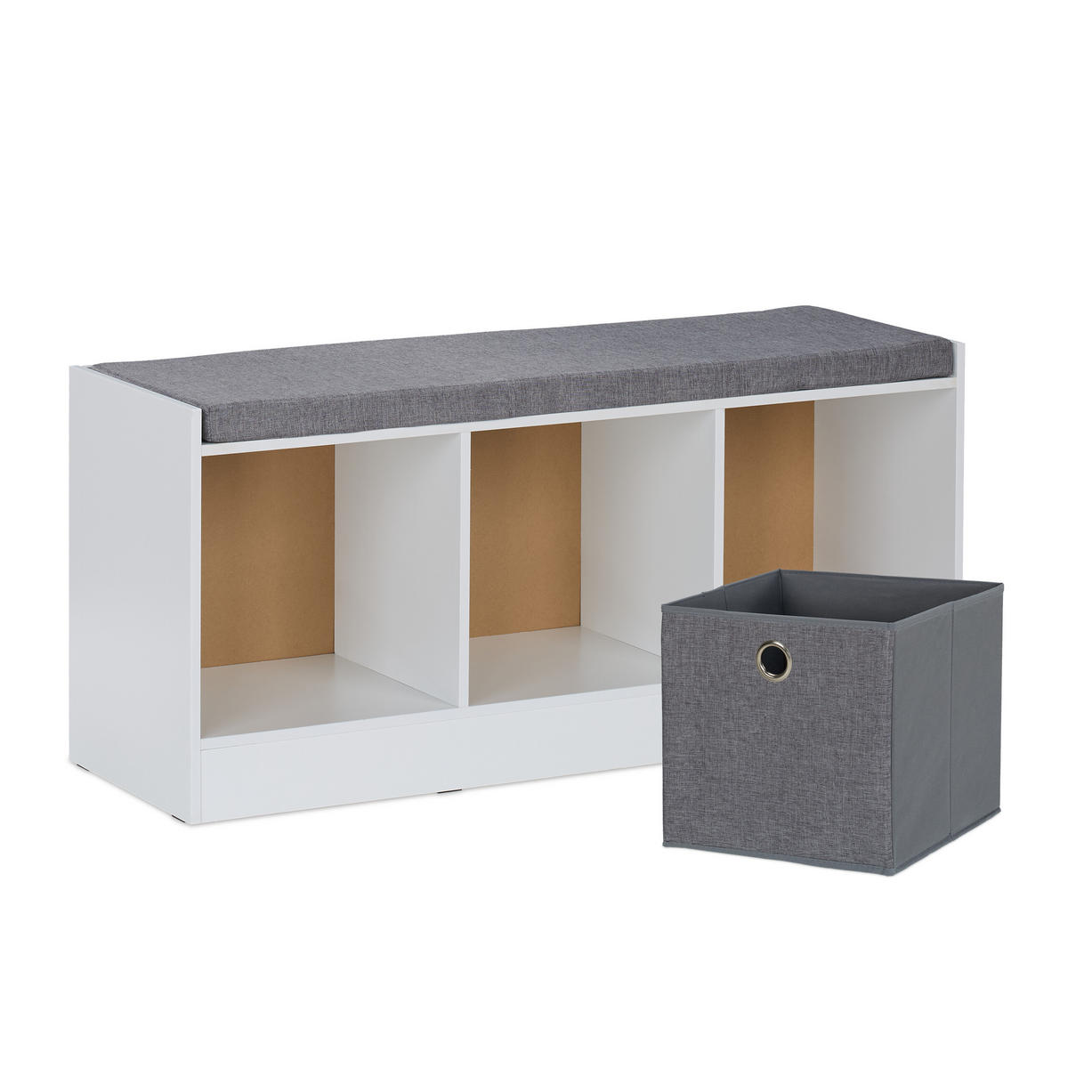 SITZBANK - Multicolor, Holzwerkstoff/Textil (102/46/32cm) - Relaxdays