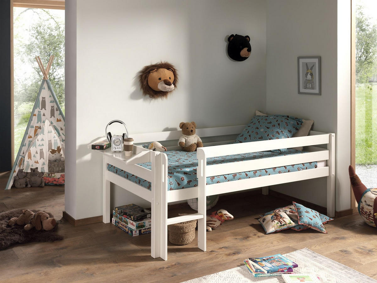 KOJENBETT Karolina 208x83x105 aus Massivholz in Weiß - Beige, Holz (90/200cm) - 58aufmkessel